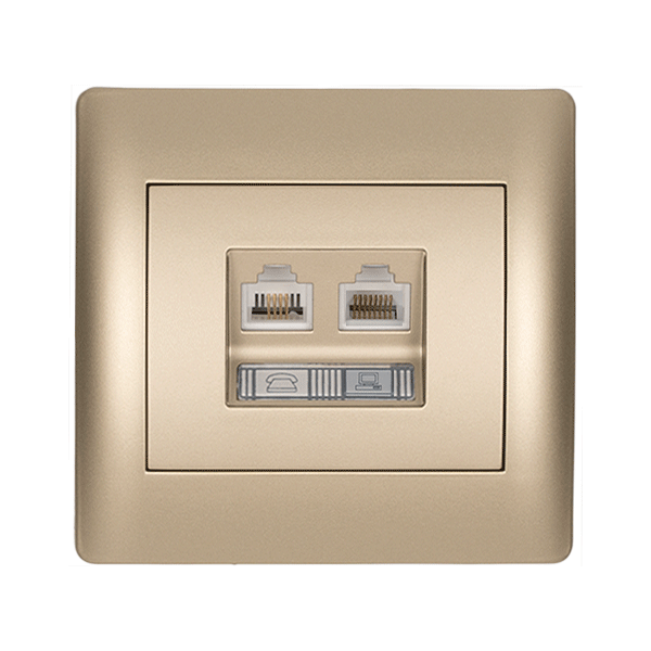 RHYME RJ11+RJ45 CHAMPAGNE METALLICO