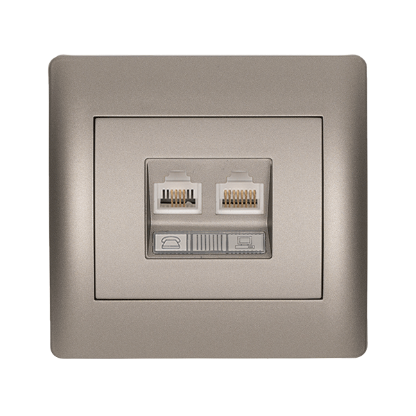 RHYME RJ11+RJ45 GRIGIO METALLICO