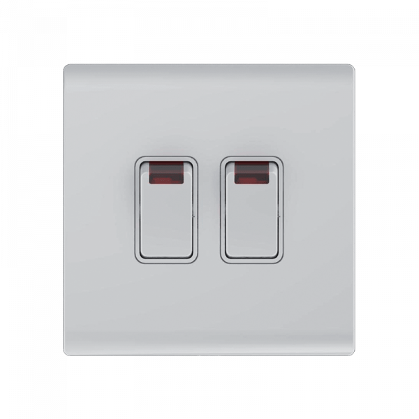 LONDON DOUBLE POLE SWITCH NEON 20A 2 BUTTON WHITE