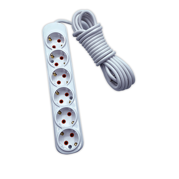 MULTIPLUG SIXFOLD 3M H05VV-F 3G1.5MM2, WHITE                                                                                                                                                                                                                   