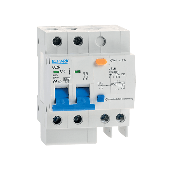 DISPOSITIVO COMBINATO ELETTRONICO DI CORRENTE RESIDUA JEL6 C16 2P 16A/30MA