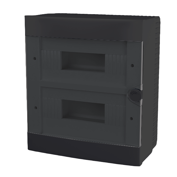 PLASTIC BOX FOR SURFACE MOUNTING 24 WAY (2X12), BLACK                                                                                                                                                                                                          