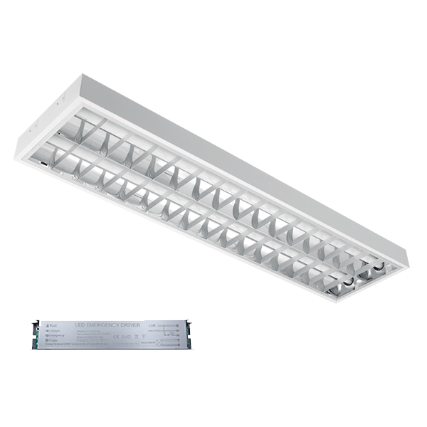 CORPO ILLUMINANTE LENA-V+LED TUBI (1200MM) 2X18W 4000K MONTAGGIO INCASSO 1195X295mm+BLOCCO DI EMERGENZA