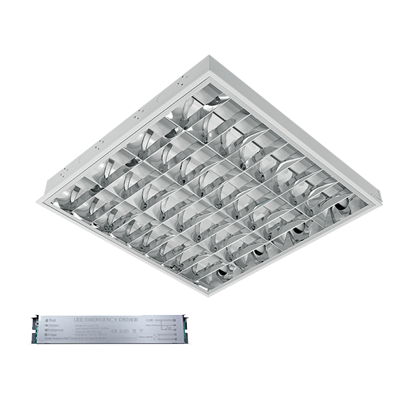 CORPO ILLUMINANTE LENA-V+LED TUBI (600MM) 4X9W 4000K MONTAGGIO INCASSO 595X595mm+BLOCCODI EMERGENZA