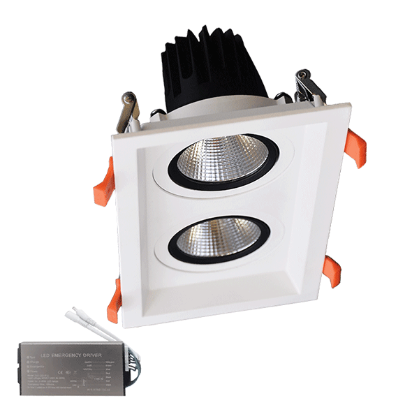 LAMPADA LUNA LED DOPPIA STACCABILE 2X15W 230V 3000K BIANCA + UNITÀ DI EMERGENZA