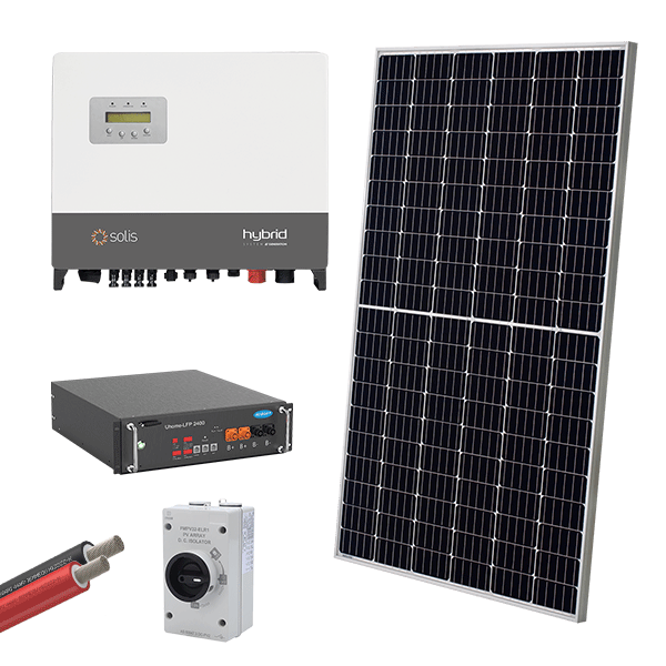 HYBR. SOLAR SYSTEM 3P/6kW 465W PANELS WITH BATT.