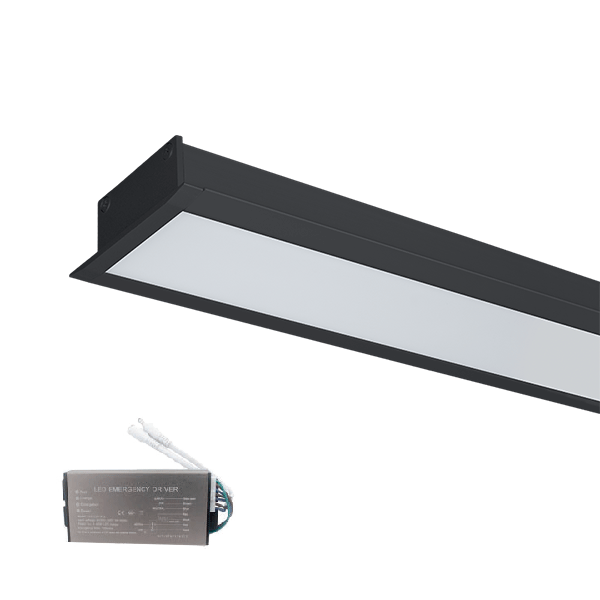 LED PROFILO DA INCASSO S77 48W 4000K 1200MM NERO CON BLOCCO DI EMERGENZA