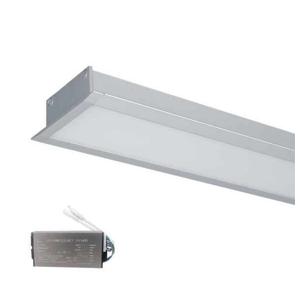 LED PROFILO DA INCASSO S77 48W 4000K 1200MM GRIGIO CON BLOCCO DI EMERGENZA