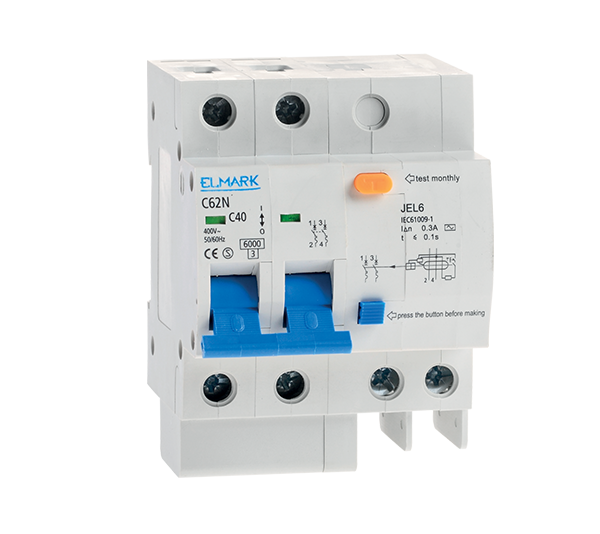 DISPOSITIVO COMBINATO ELETTRONICO DI CORRENTE RESIDUA JEL6 C16 2P 16A/500MA